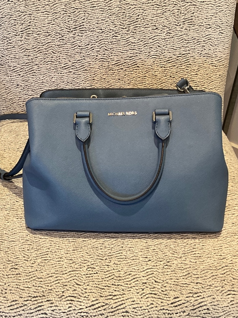 Michael Kors Blue Saffiano Leather Satchel/Shoulder Bag